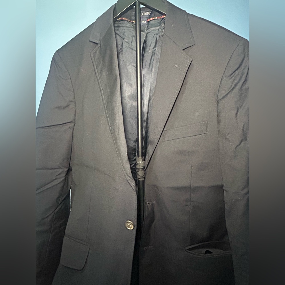 J.Crew Mens Black Two Button Blazer Sport Coat Jacket 40L Notch Lapel Classic